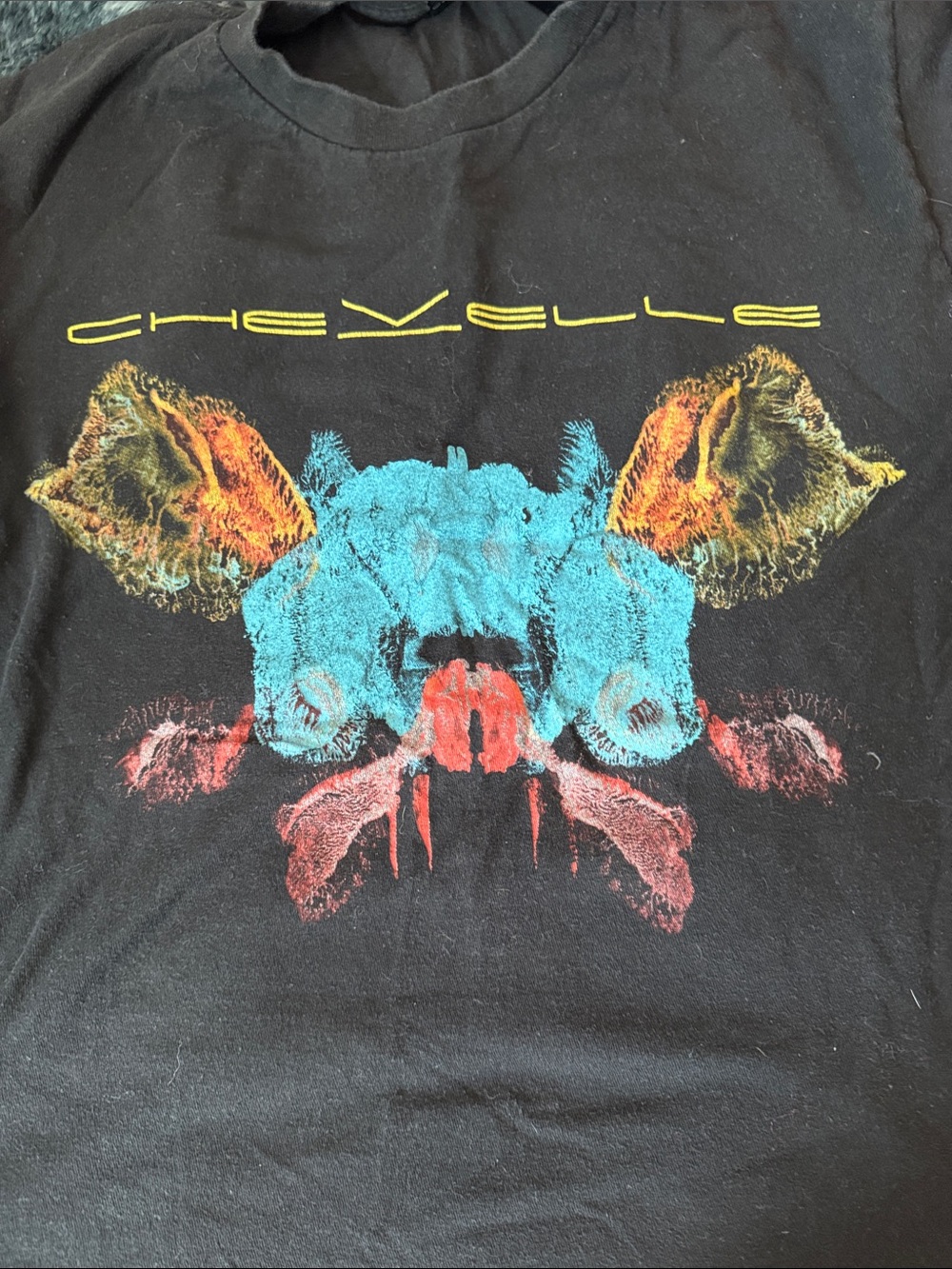 Tultex Black Short Sleeve Tee with Blue, Yellow and Red Graphic-CHEVELLE